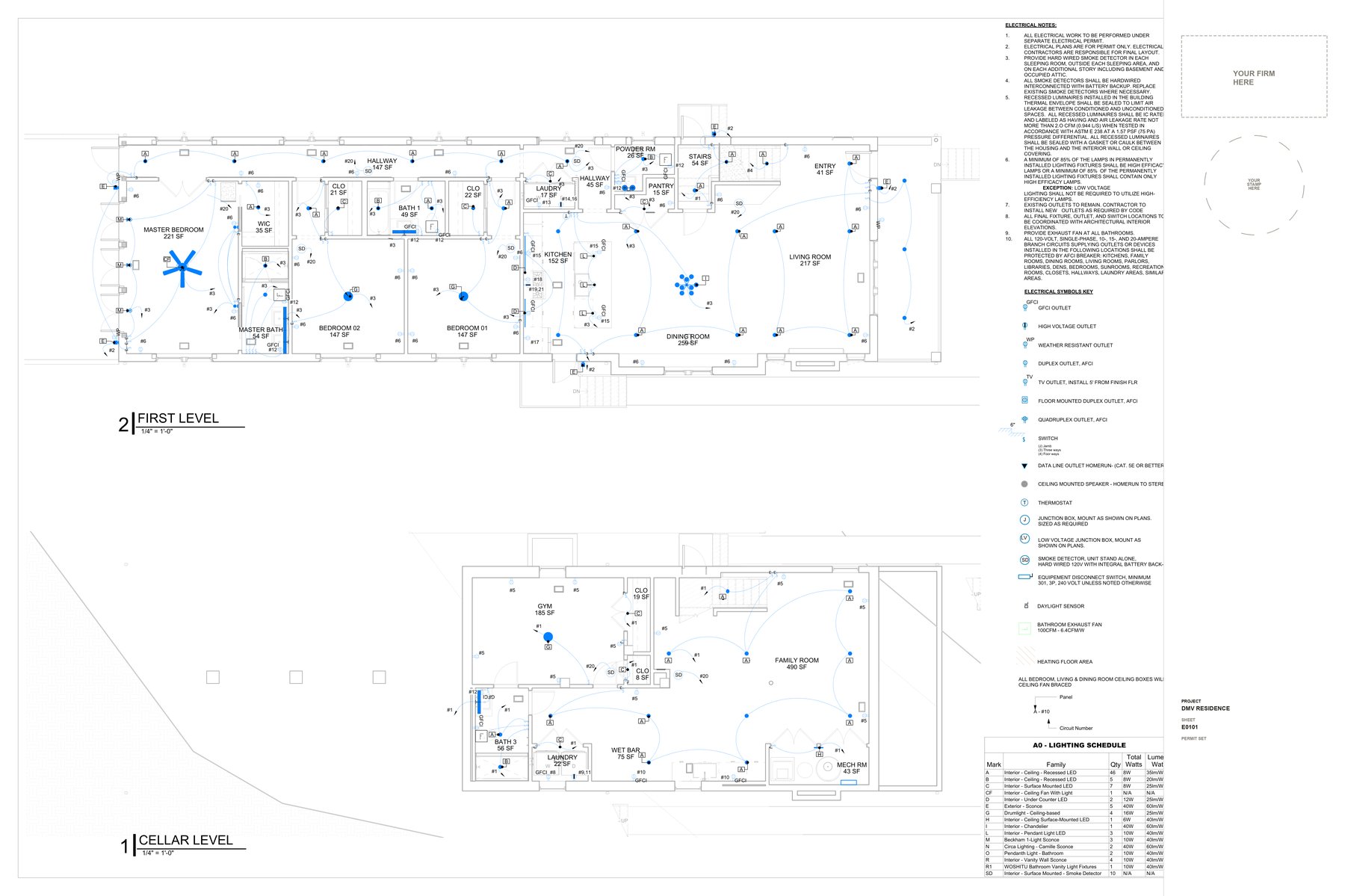 Whole-Floor Electrical Plan, SMEPF coordination, Washington, DC, sheet E0101