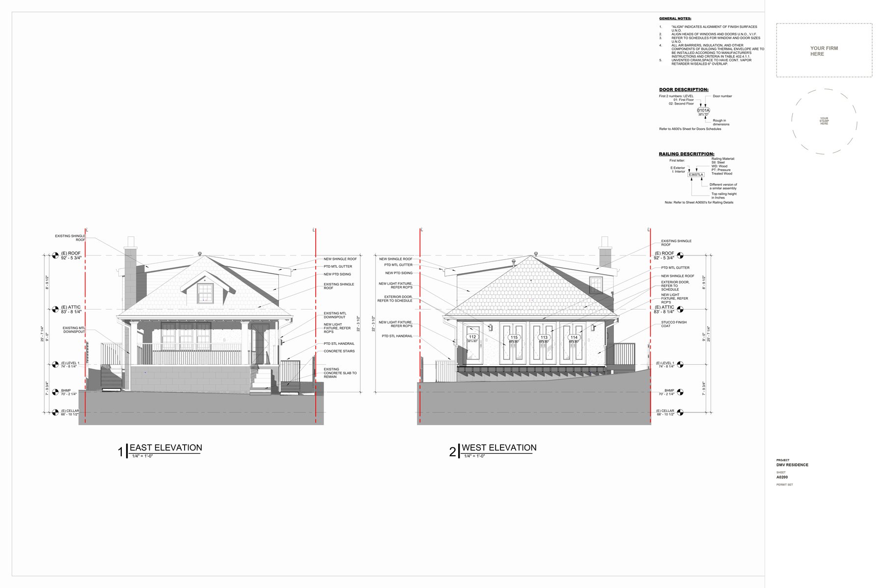 Two-Sided Building Elevations, Permit set · Elevations, Washington, DC, sheet A0200
