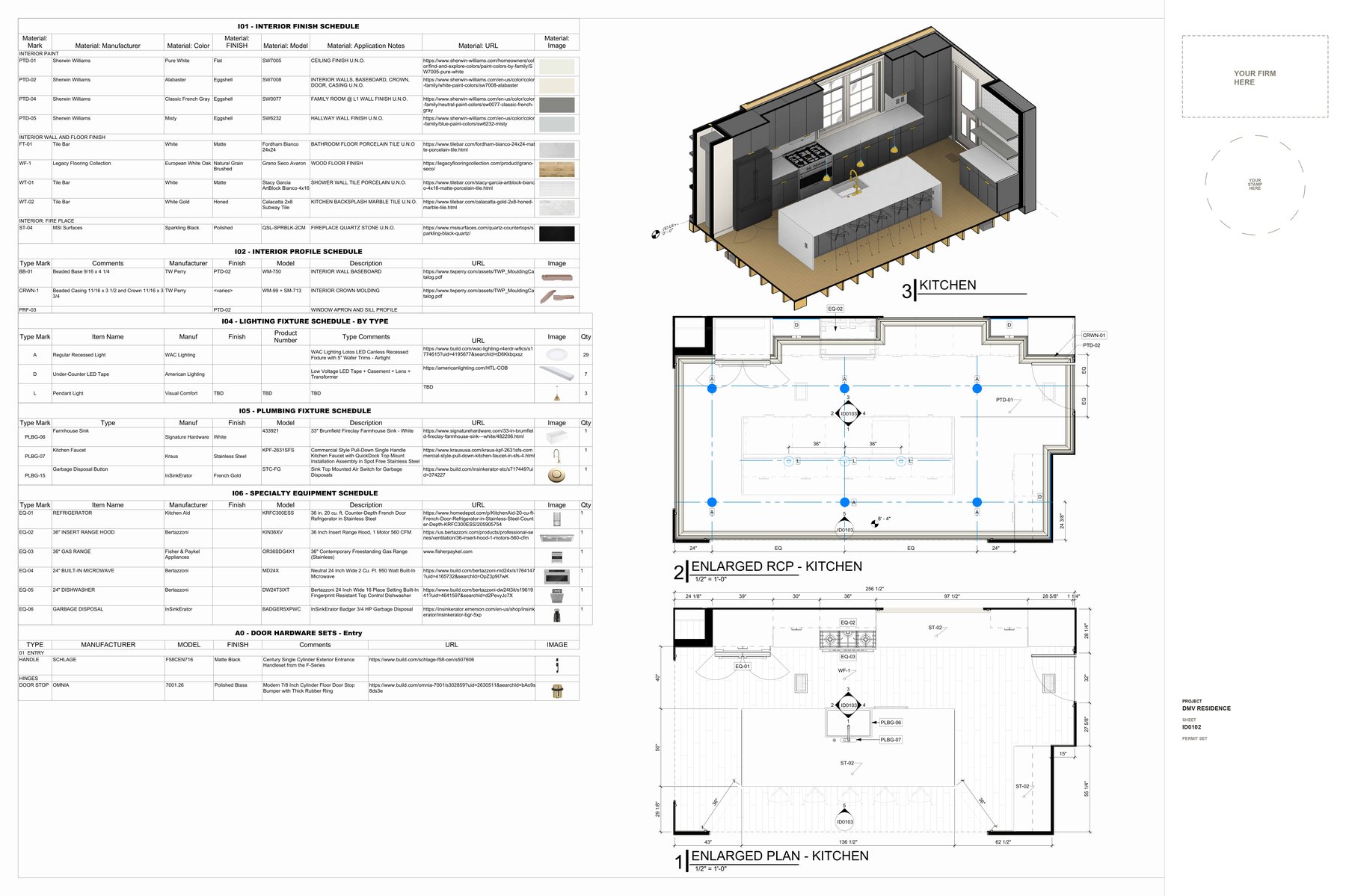 Sample drawing for Interior elevations